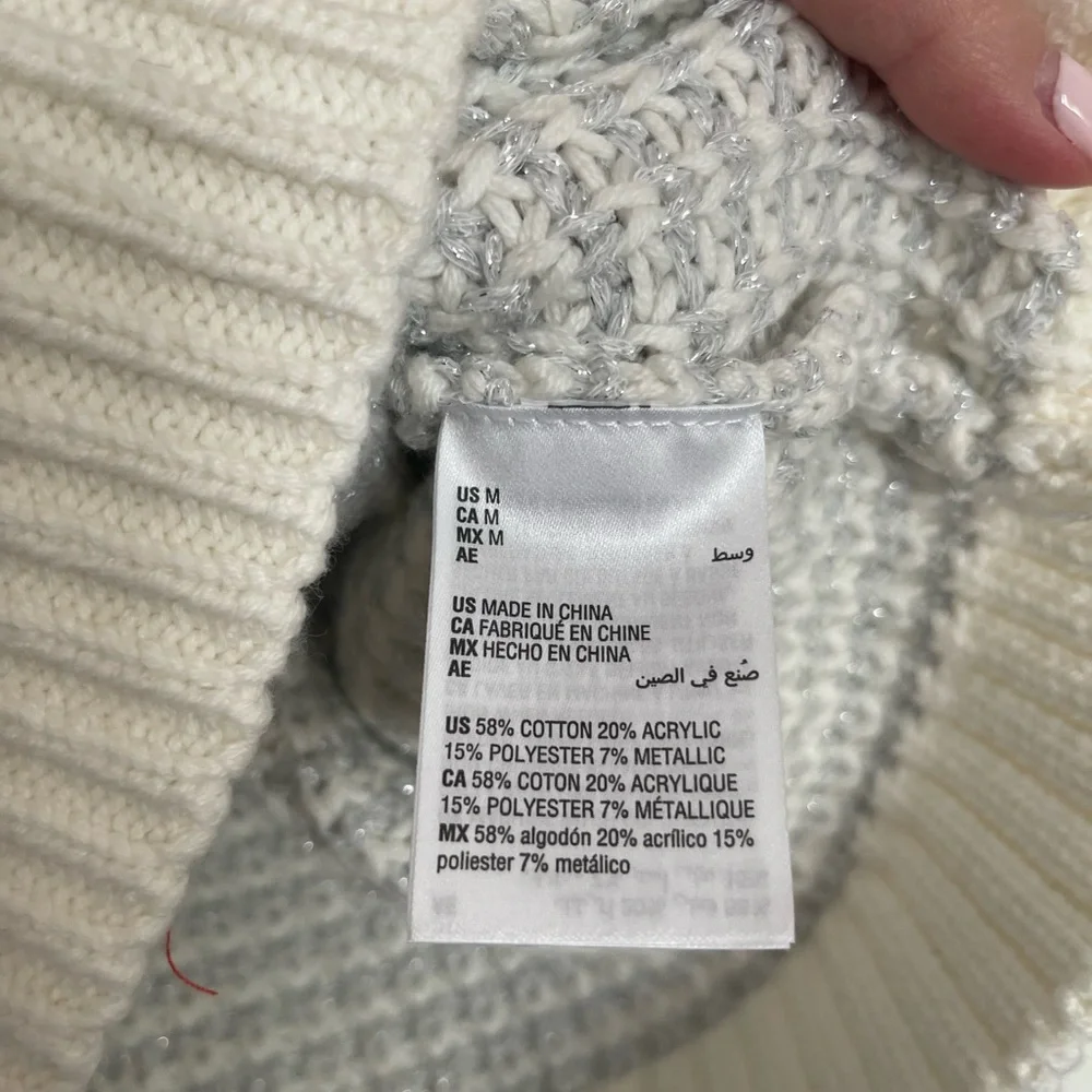 Alfani blue‎ and white knit sweater - size medium- new with tags